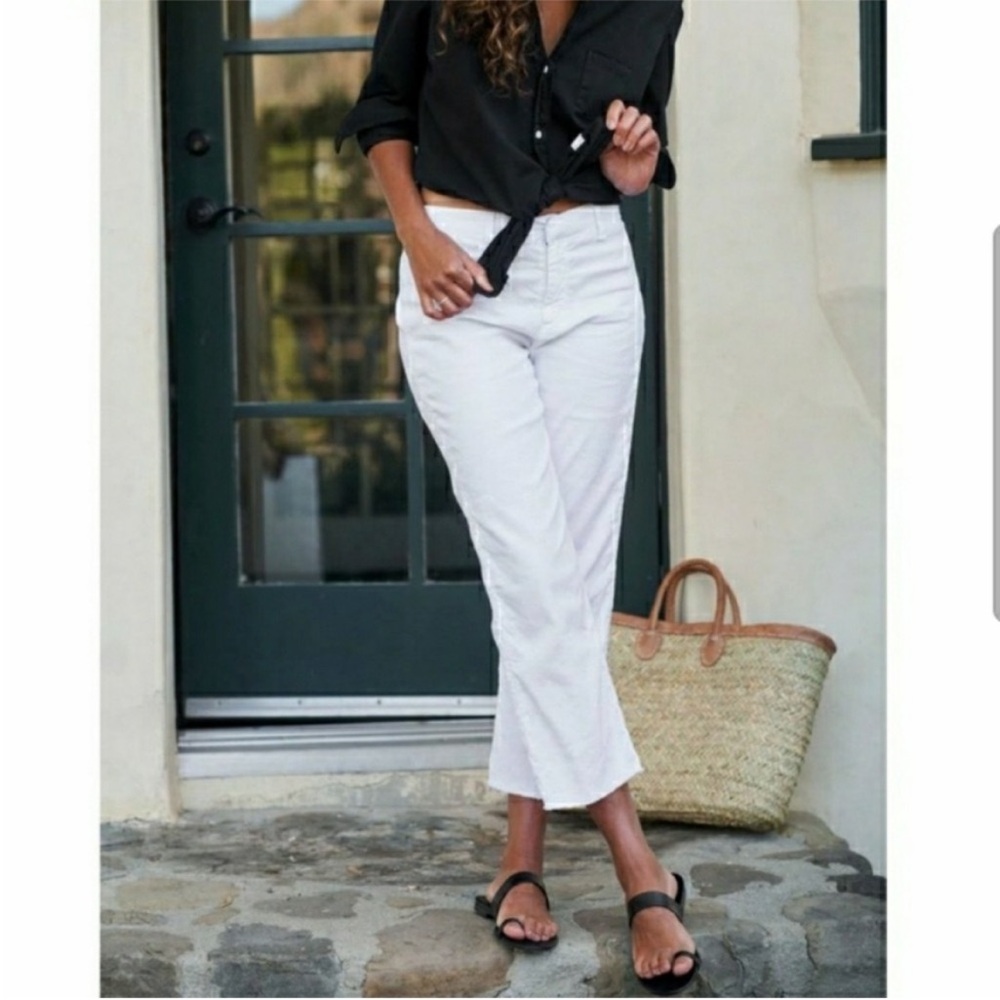Frank & Eileen Kinsale Performance Cotton Linen Crop Pants White Size 6